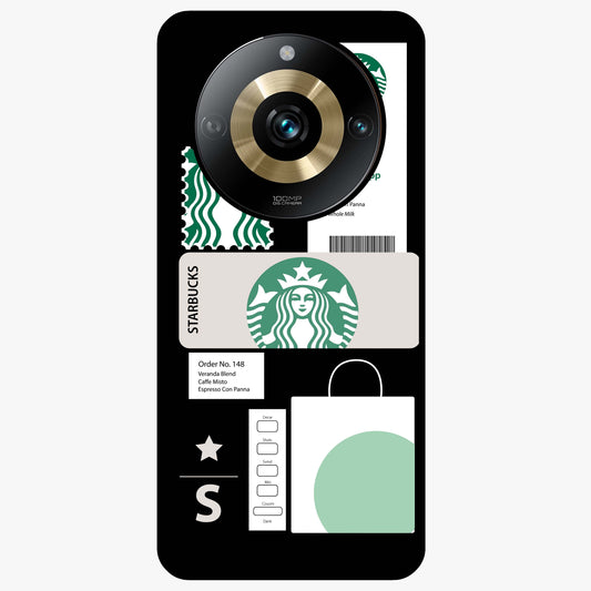 Starbucks Mocha Glass Case showing flat back view with coffee inspired artwork and glossy glass finish.