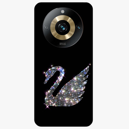 Starlit Swan Grace Glass Case showing flat back view with graceful swan artwork under starry sky and glossy glass finish.