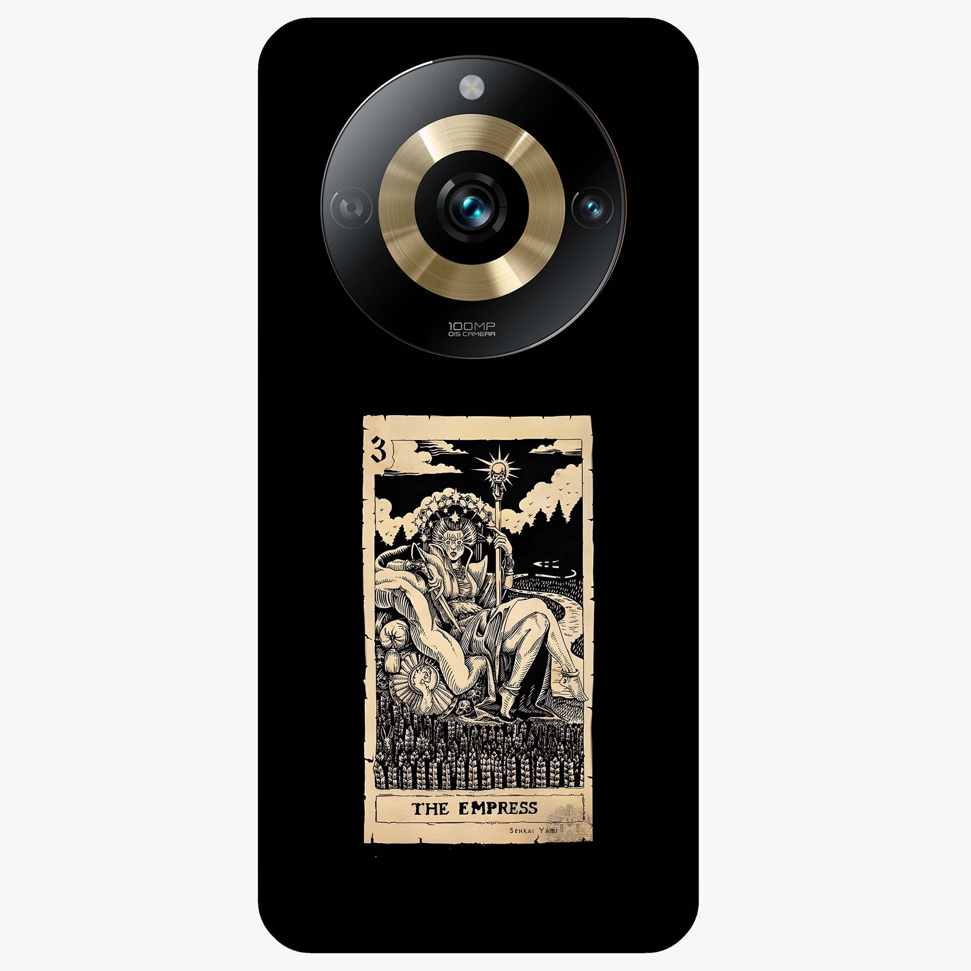 The Empress Glass Case showing flat back view with regal feminine artwork and glossy glass finish.