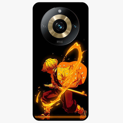 Thunder Flame Execution Glass Case showing flat back view with powerful flame and lightning artwork and glossy glass finish.