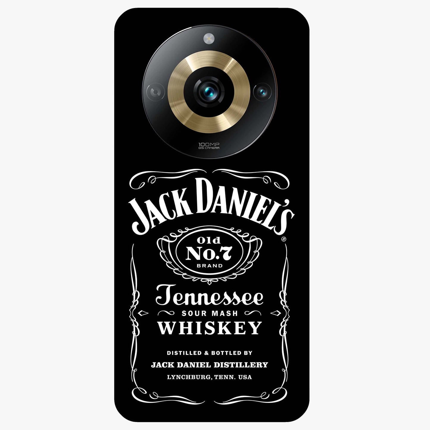 Vintage Whiskey Heritage Glass Case showing flat back view with classic whiskey inspired artwork and glossy glass finish.