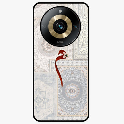 White Aesthetic Bow Glass Case showing flat back view with minimal bow artwork and glossy glass finish.