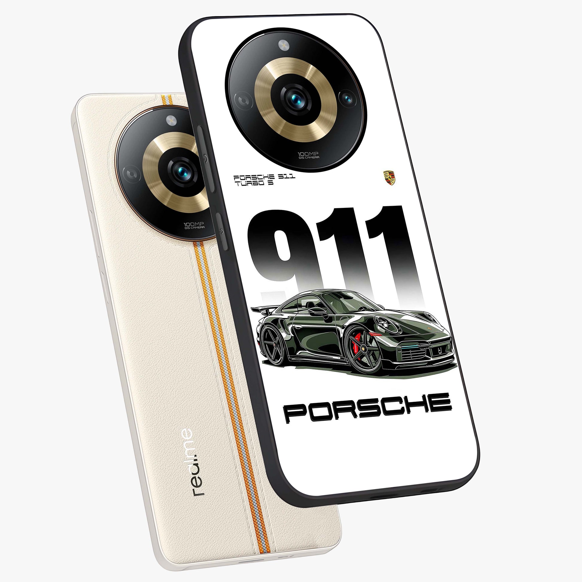 911 Turbo Dominance Glass Case displayed in premium angled mockup highlighting sporty car illustration and sleek glass surface.