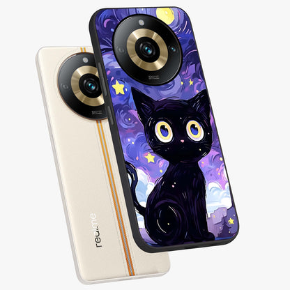 Abstract Cat Art Glass Case displayed in angled mockup highlighting modern abstract cat artwork and sleek glass surface.