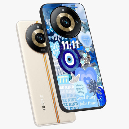 Aesthetic Be Kind Eye Glass Case displayed in angled mockup highlighting aesthetic eye design and inspirational vibe.