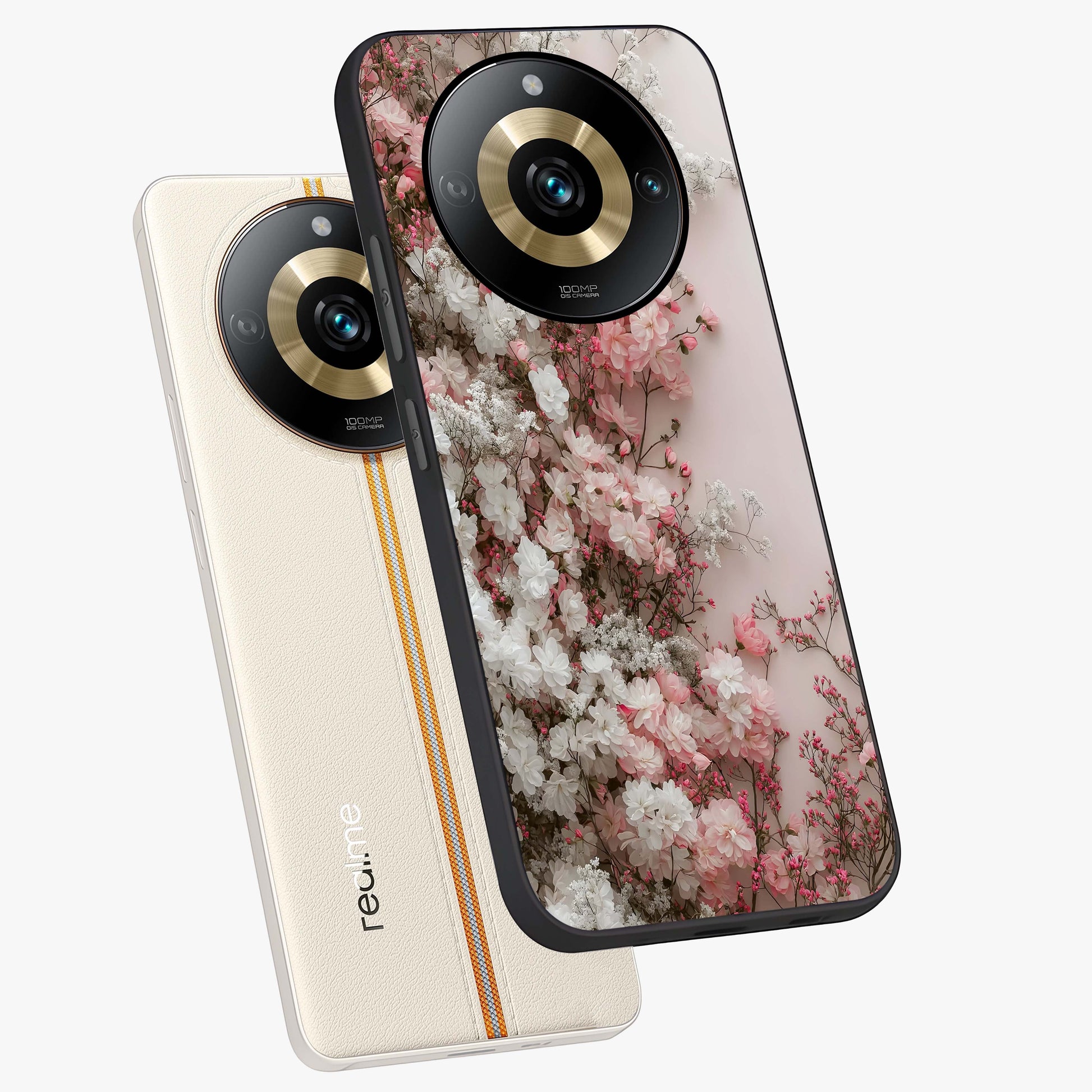 Blush Blossom Cloud Glass Case displayed in angled mockup highlighting soft cloud and blossom design with pastel aesthetic.