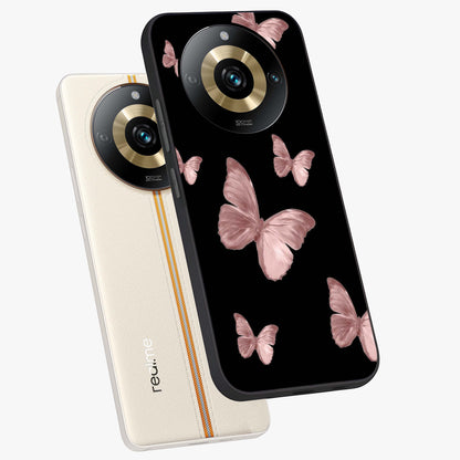 Butterfly Pattern Glass Case displayed in angled mockup highlighting delicate butterfly design and aesthetic pattern style.