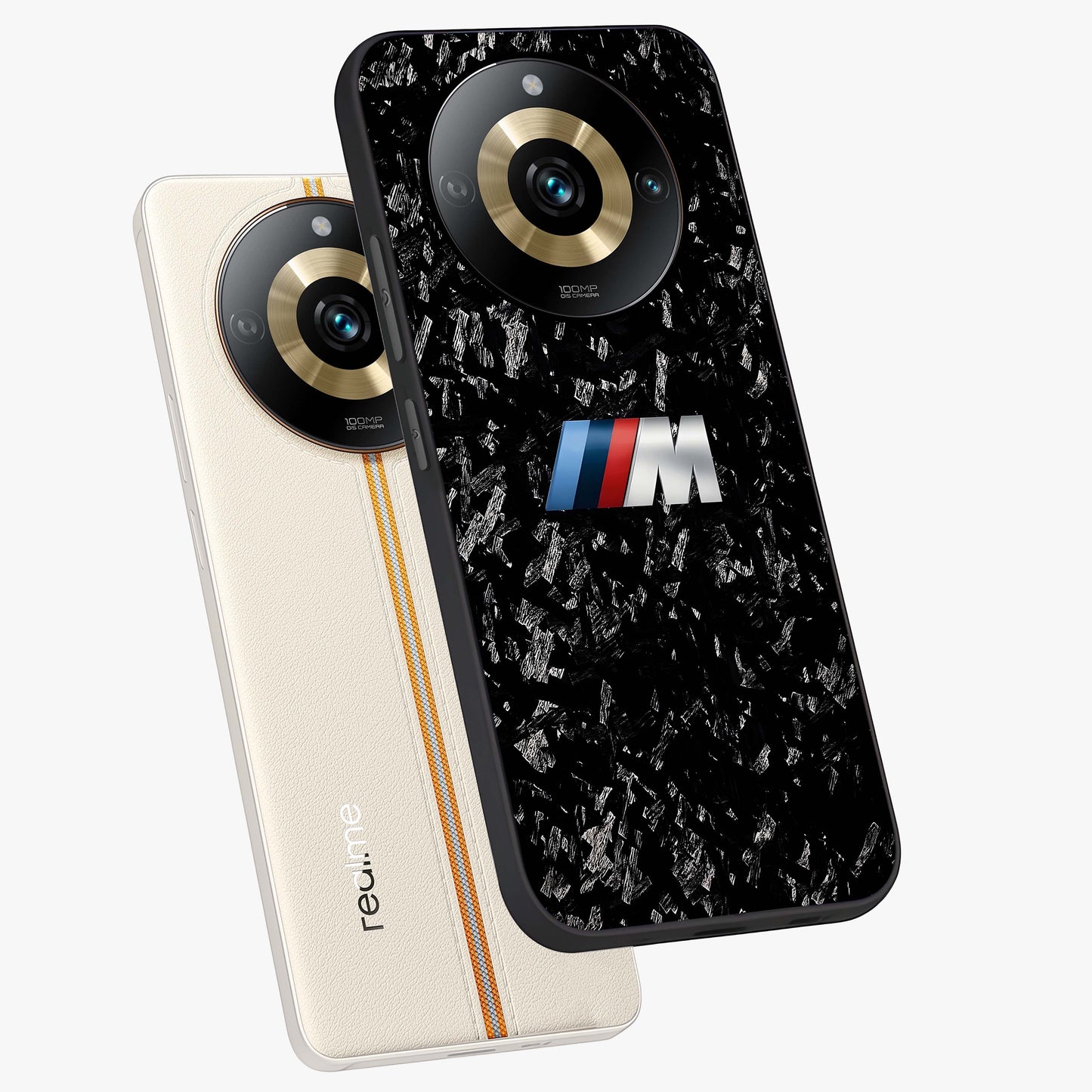 Carbon Speed Mark Glass Case displayed in angled mockup highlighting racing inspired carbon design and sleek aesthetic style.
