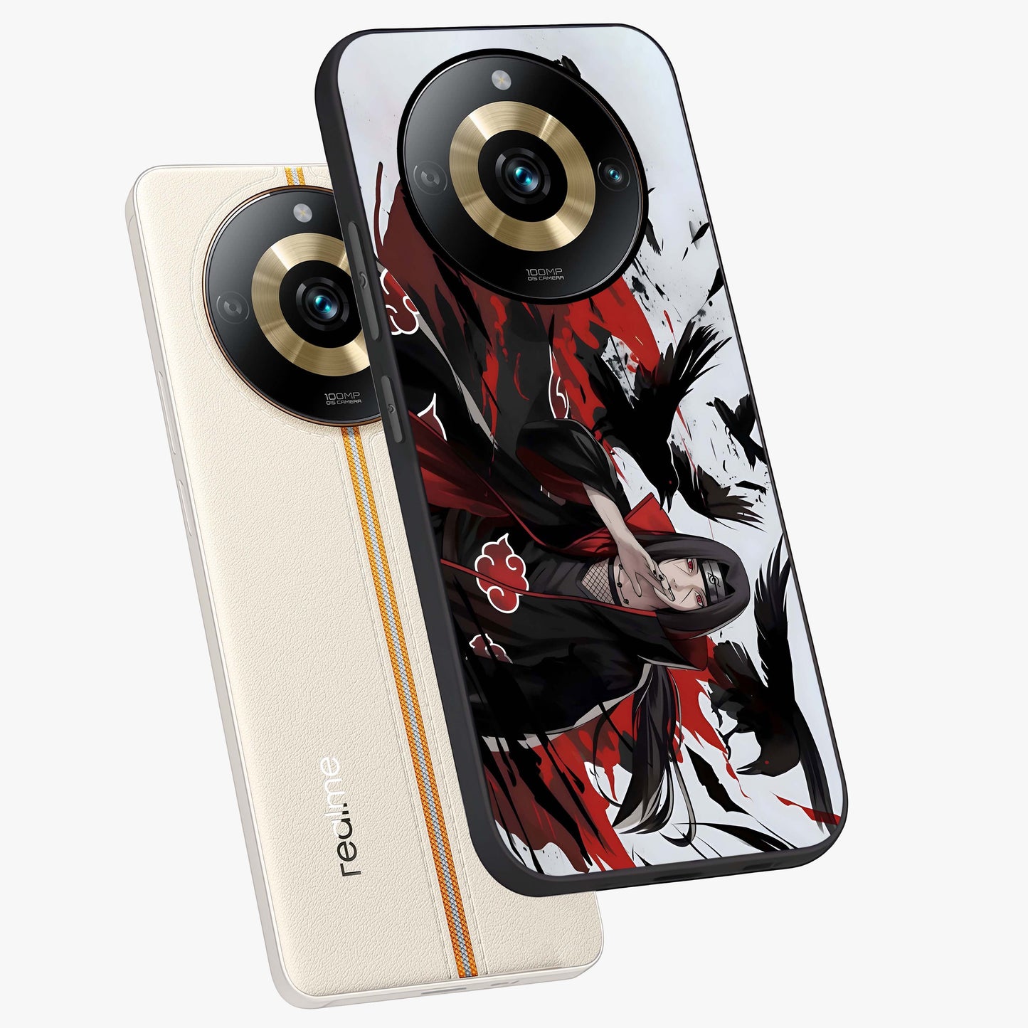 Crimson Crow Illusion Glass Case displayed in angled mockup highlighting mysterious crow graphic with dark aesthetic style.