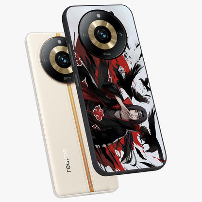 Crimson Crow Illusion Glass Case displayed in angled mockup highlighting mysterious crow graphic with dark aesthetic style.