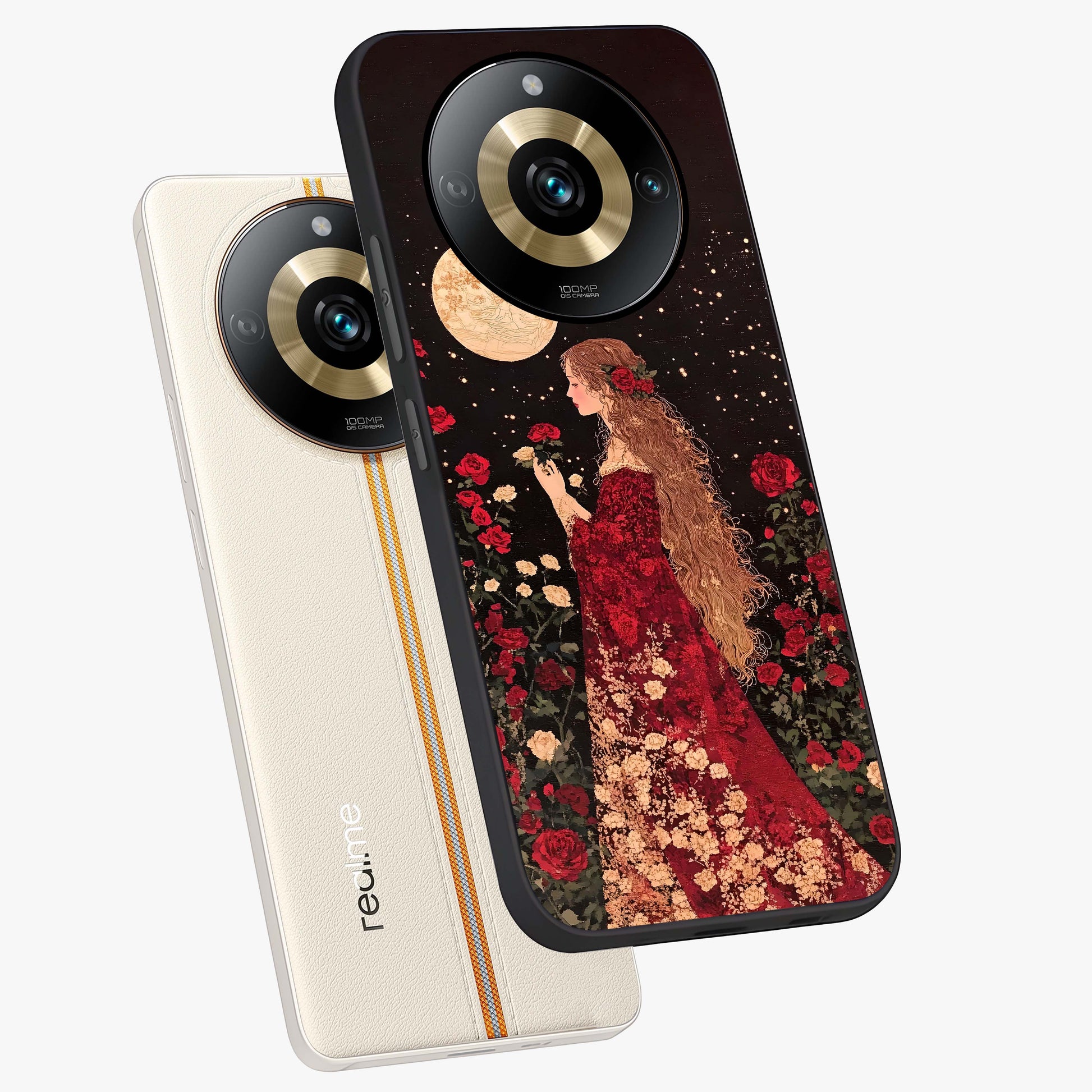 Crimson Dreams Glass Case displayed in angled mockup highlighting soft crimson aesthetic design with artistic theme.