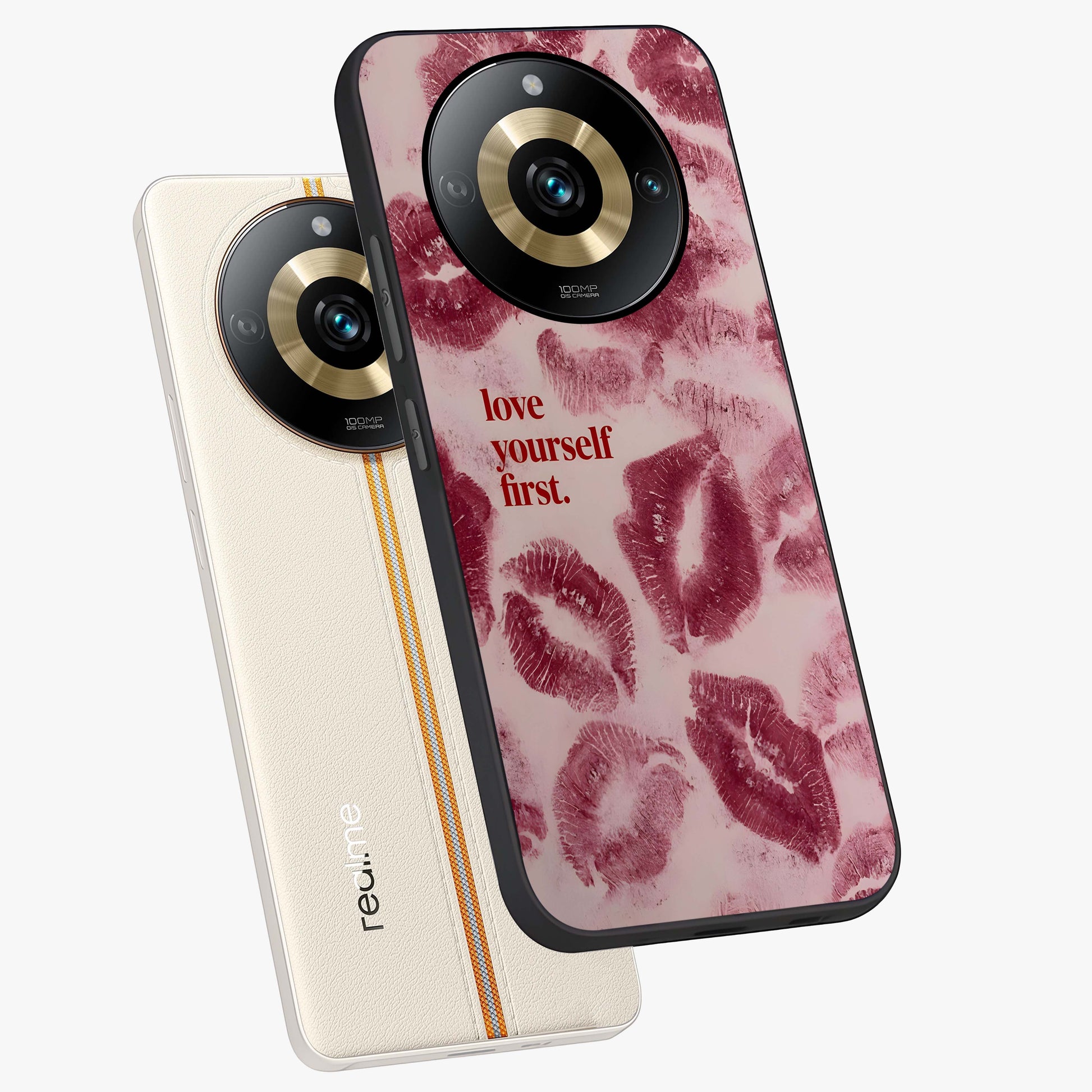 Crimson Kiss Love Glass Case displayed in angled mockup highlighting bold love inspired design with modern aesthetic style.