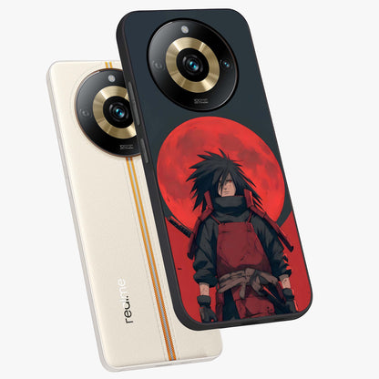 Crimson Moon Warlord Glass Case displayed in angled mockup highlighting dramatic crimson moon design with fantasy aesthetic.
