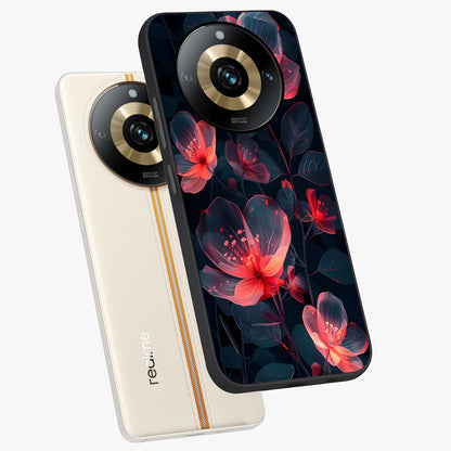 Dark Shade of Flower Glass Case displayed in angled mockup highlighting moody floral illustration with aesthetic dark tones.