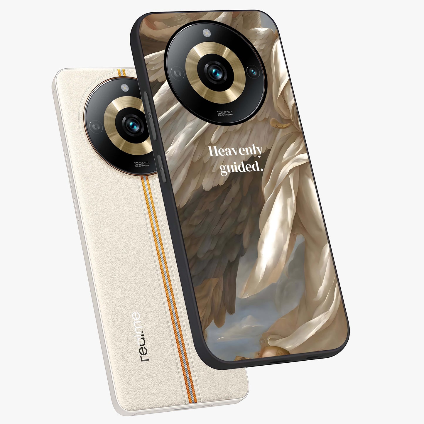 Divine Winged Grace Glass Case displayed in angled mockup highlighting graceful wing design with divine aesthetic style.