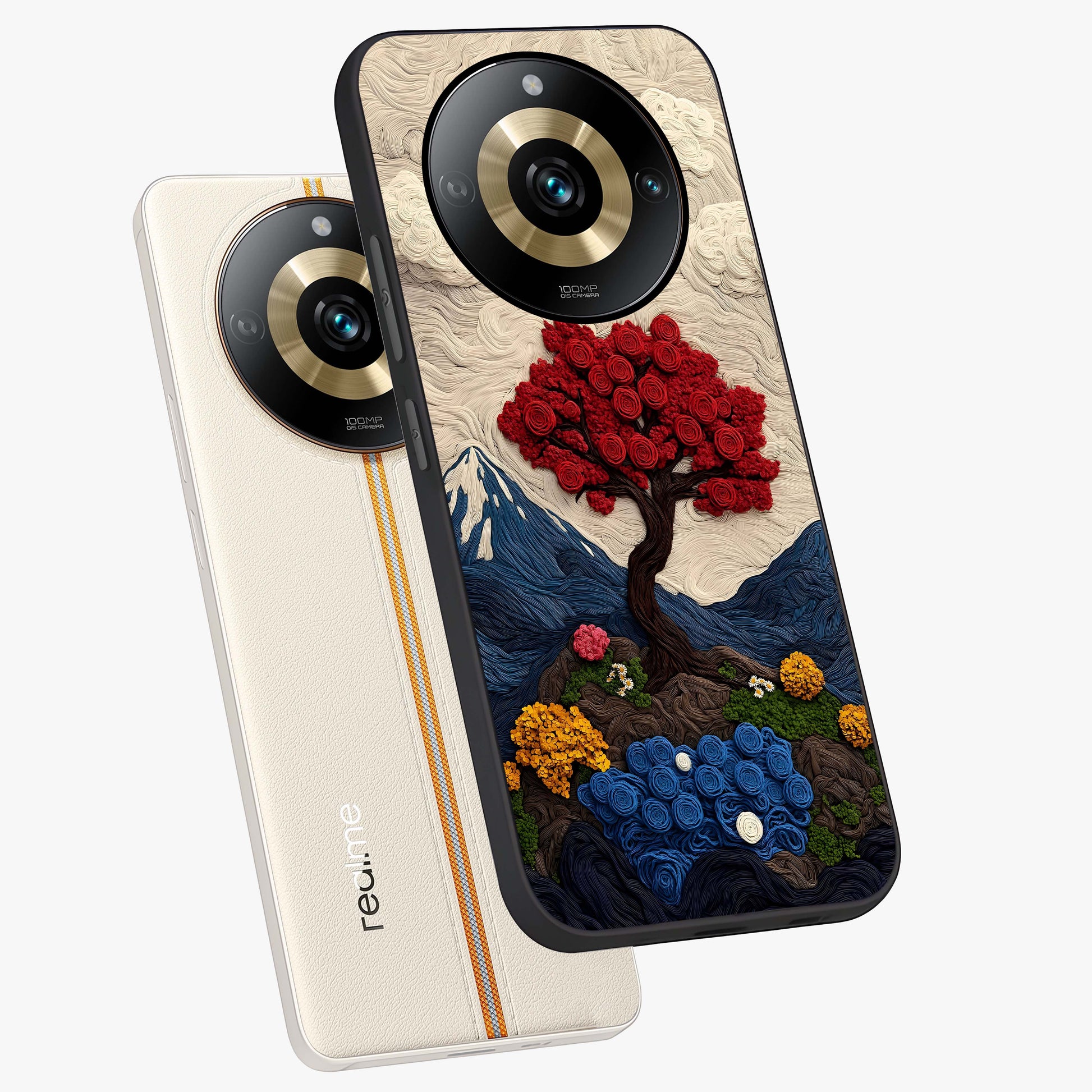 Eternal Nature Tapestry Glass Case displayed in angled mockup highlighting detailed botanical pattern with artistic aesthetic.
