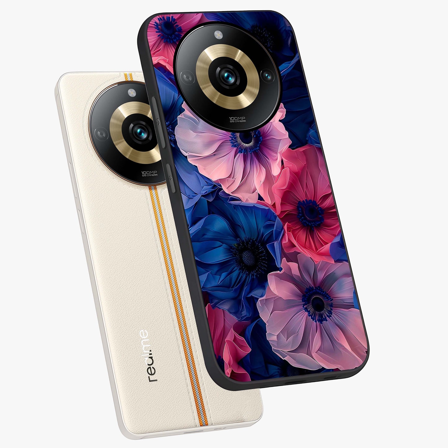 Flower Paper Art Pattern Glass Case displayed in angled mockup highlighting layered paper flower design with artistic aesthetic.