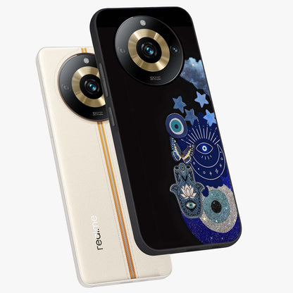 Galactic Charm Cluster Glass Case displayed in angled mockup highlighting luminous galaxy inspired design with dreamy aesthetic.