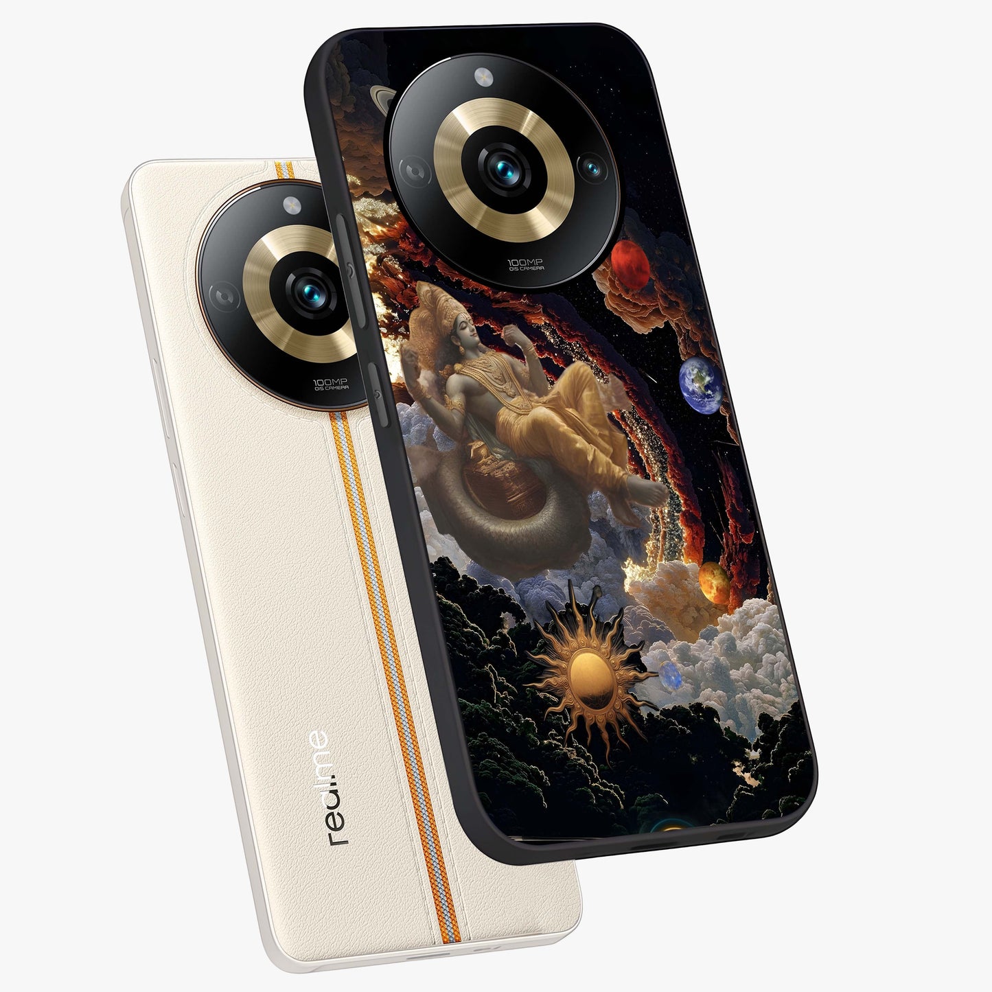 Galactic Divine God Glass Case displayed in angled mockup highlighting powerful celestial deity illustration with galactic aesthetic.