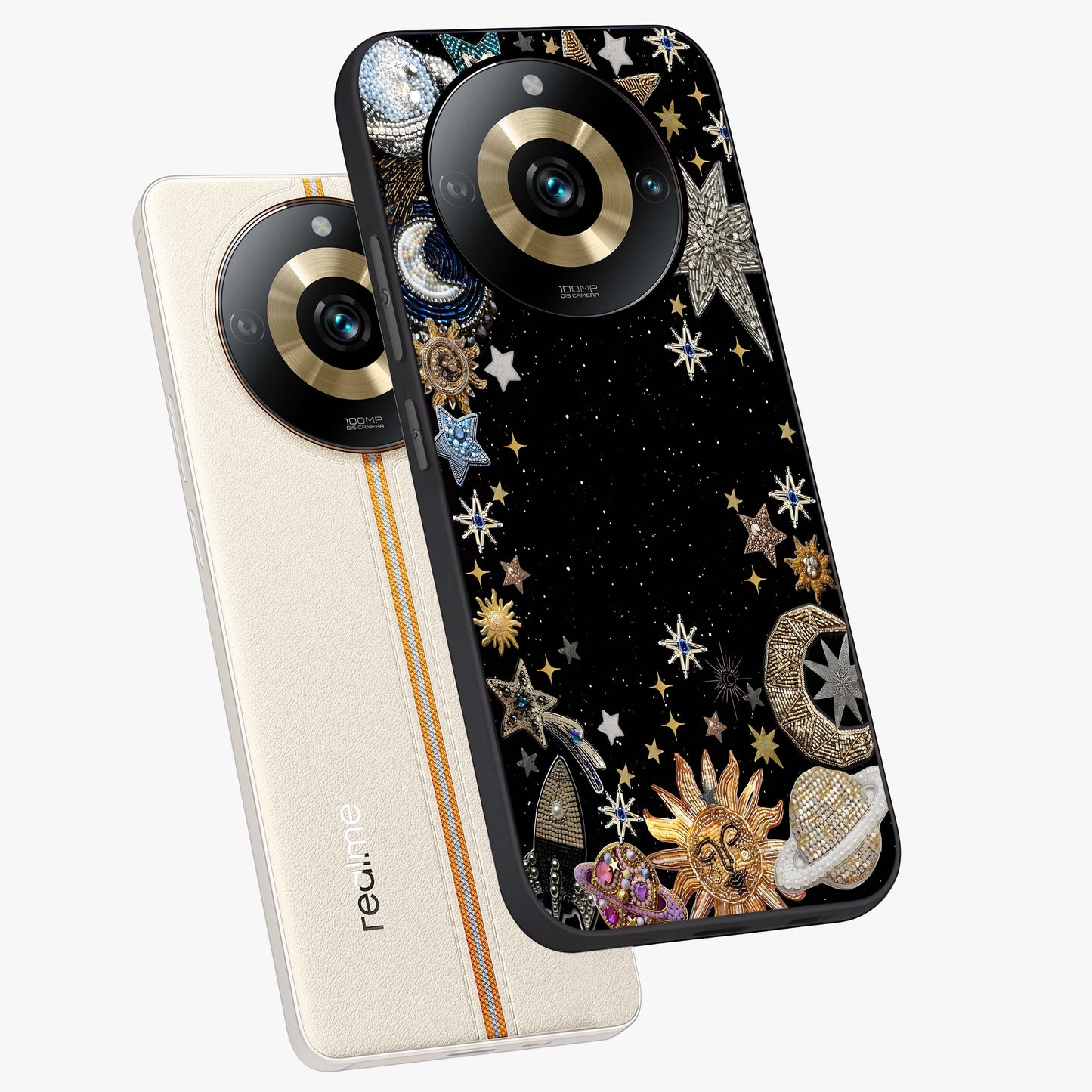 Galactic Jewel Stars Glass Case displayed in angled mockup highlighting shining celestial star design with cosmic aesthetic style.