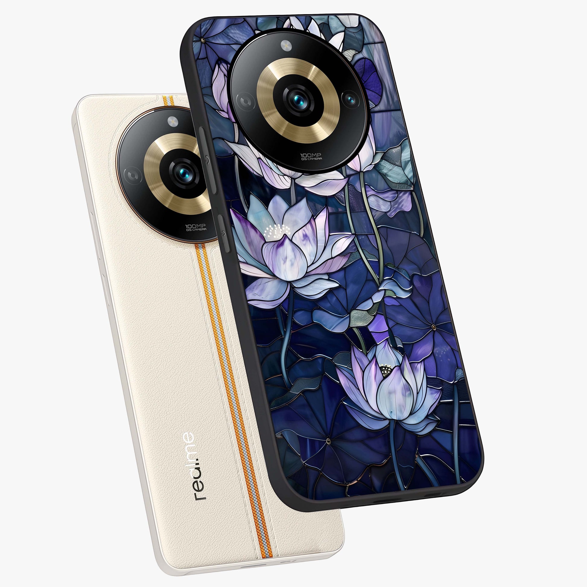 Gloss Petal Rush Glass Case displayed in angled mockup highlighting vibrant petal design with elegant floral aesthetic.