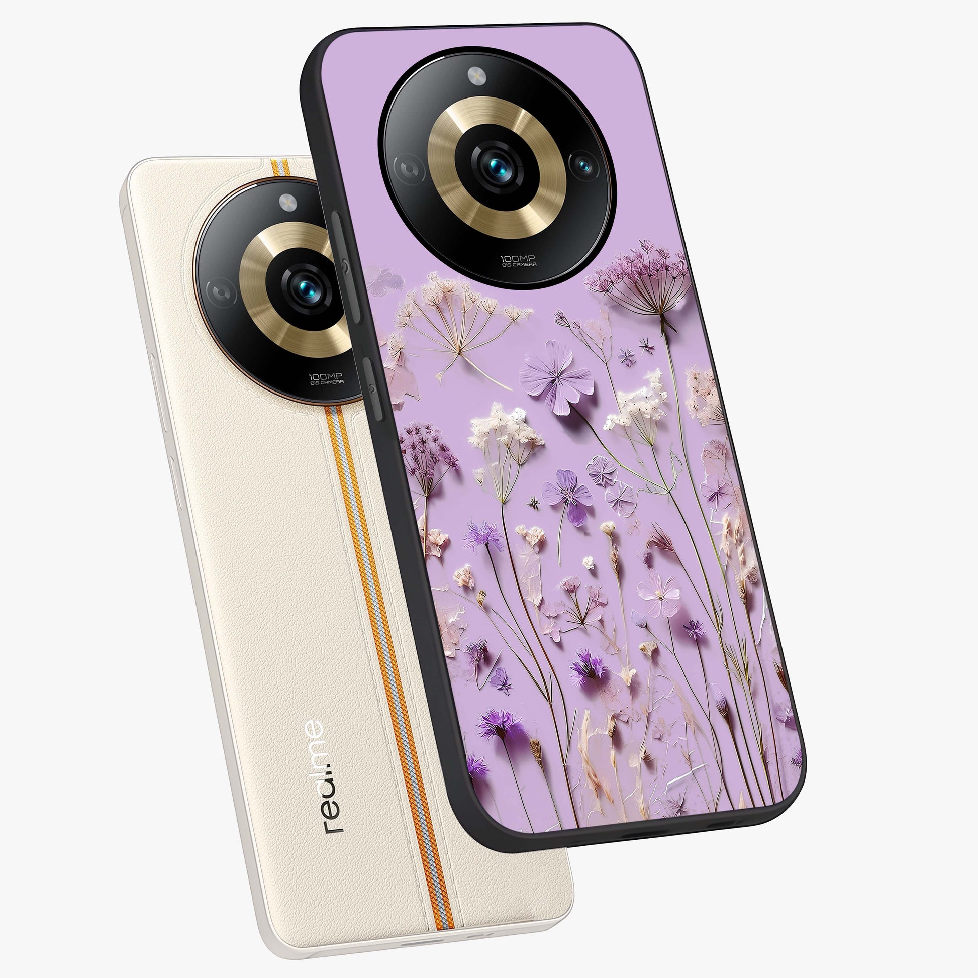 Lavender Blossom Dream Glass Case displayed in angled mockup highlighting dreamy lavender flower design with calming aesthetic style.