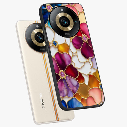 Marble Flower Pattern Glass Case displayed in angled mockup highlighting elegant marble floral design with modern aesthetic.
