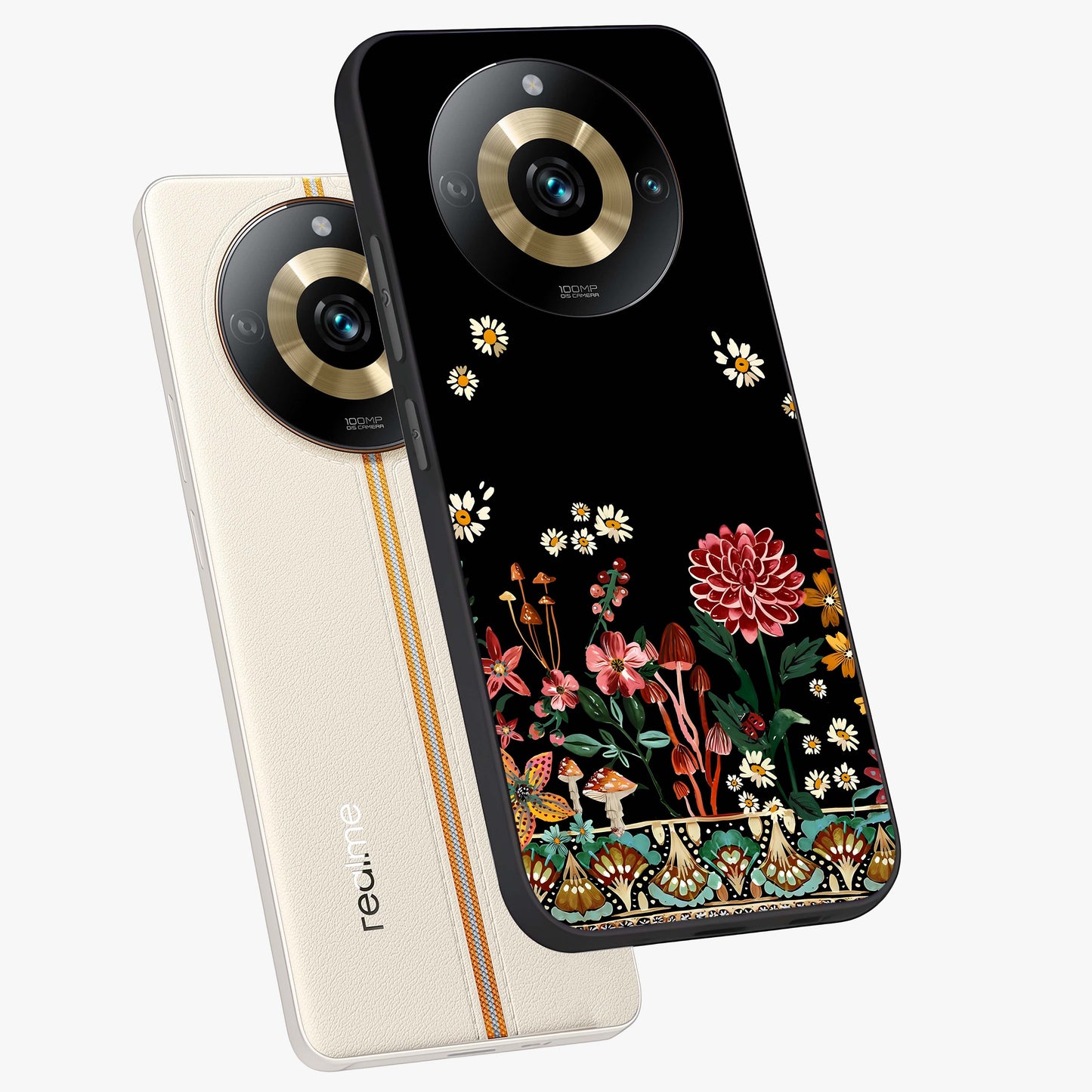 Midnight Bloom Pattern Glass Case displayed in angled mockup highlighting elegant flower design with midnight aesthetic style.