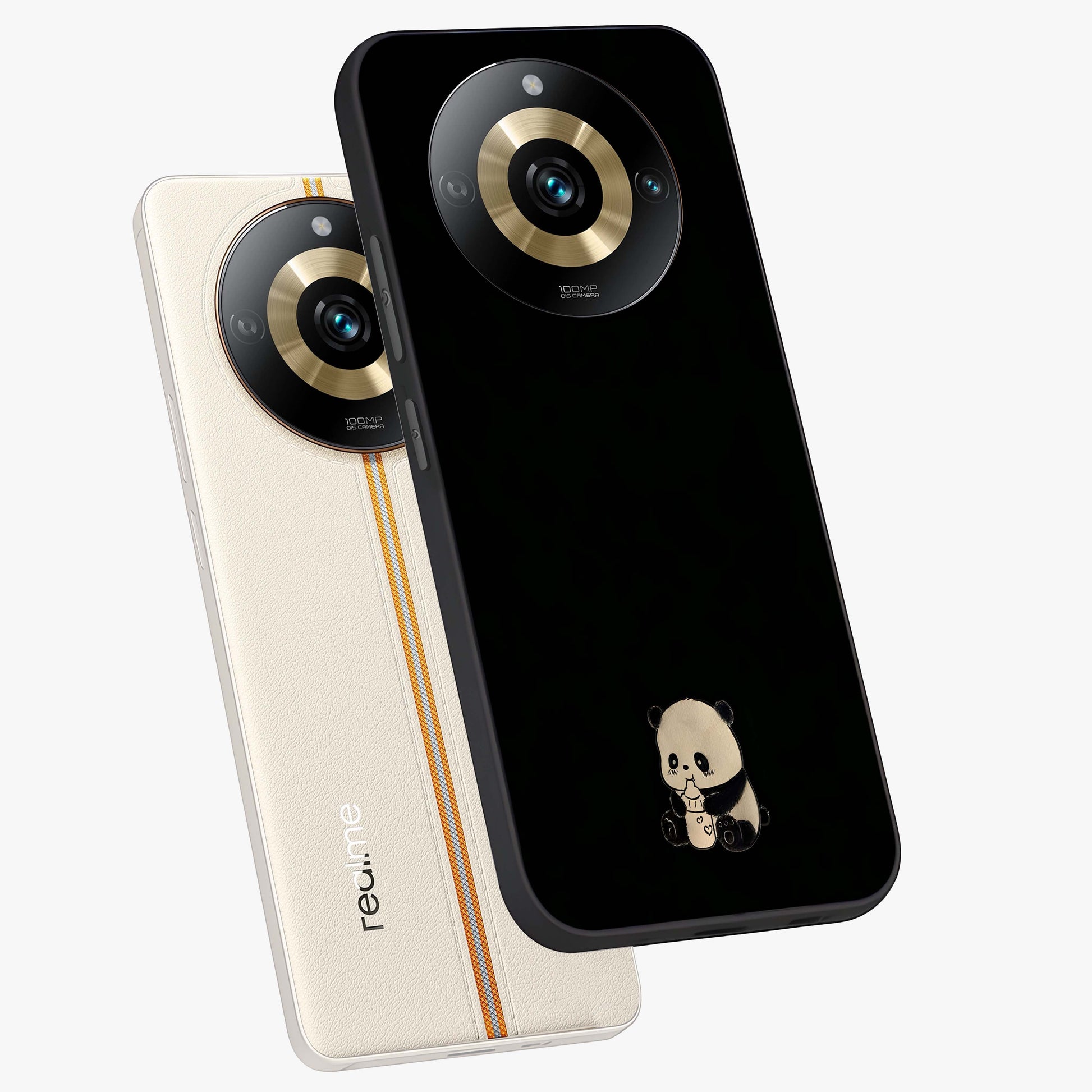 Midnight Panda Love Glass Case displayed in angled mockup highlighting adorable panda illustration with midnight aesthetic.
