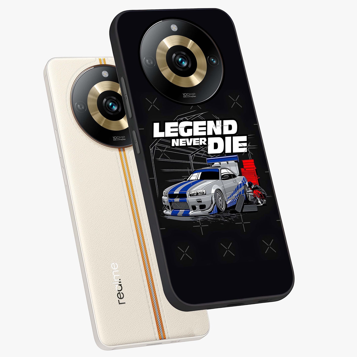 Midnight Racing Legacy Glass Case displayed in angled mockup highlighting dynamic automotive design with bold midnight aesthetic.