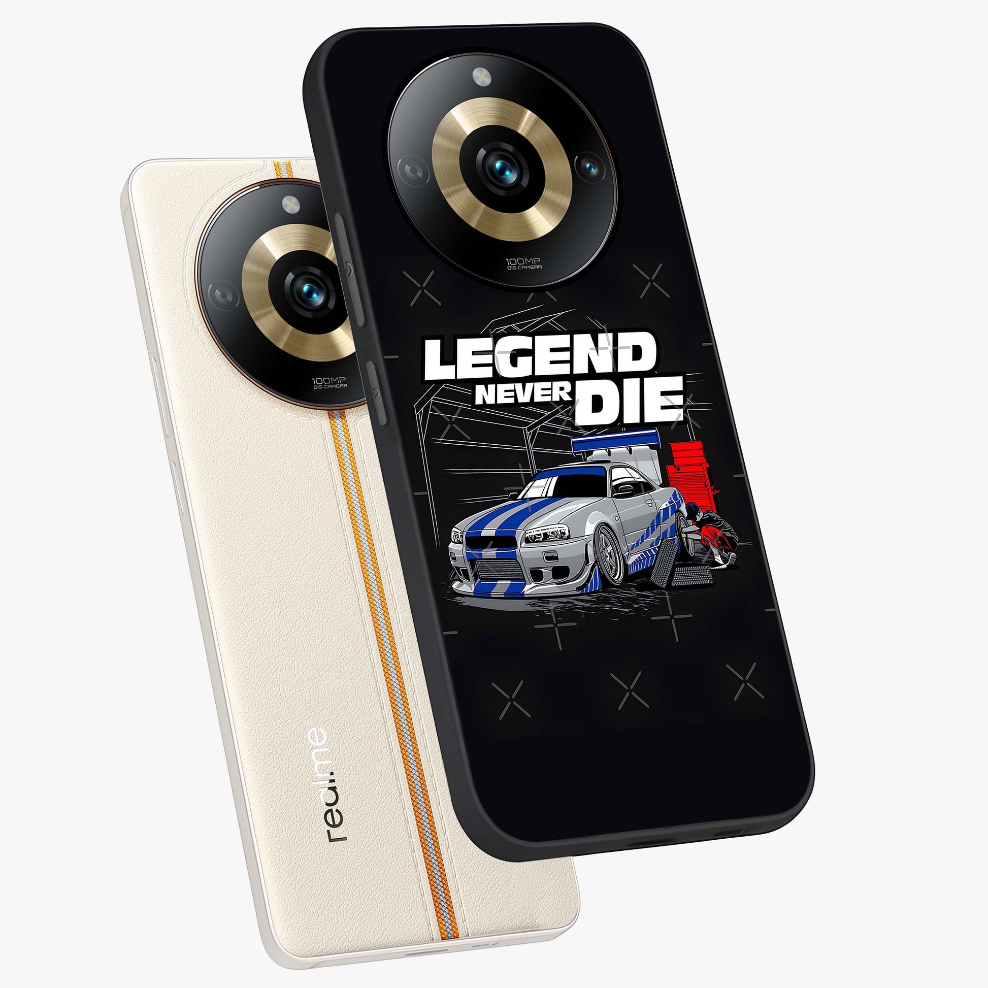 Midnight Racing Legacy Glass Case displayed in angled mockup highlighting dynamic automotive design with bold midnight aesthetic.