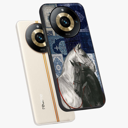 Midnight Stallion Blues Glass Case displayed in angled mockup highlighting powerful stallion illustration with deep midnight tones.