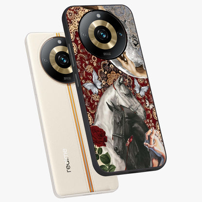 Moonlit Royal Stallion Glass Case displayed in angled mockup highlighting powerful stallion illustration with royal night aesthetic.