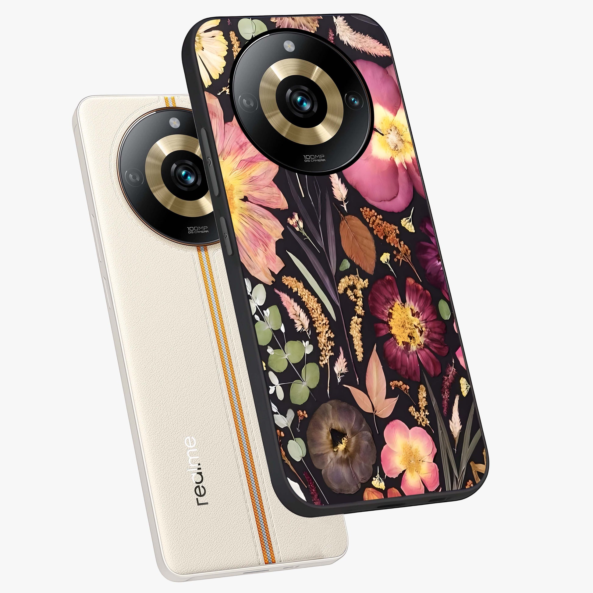 Petal Dream Tapestry Glass Case displayed in angled mockup highlighting decorative petal pattern with elegant botanical aesthetic.