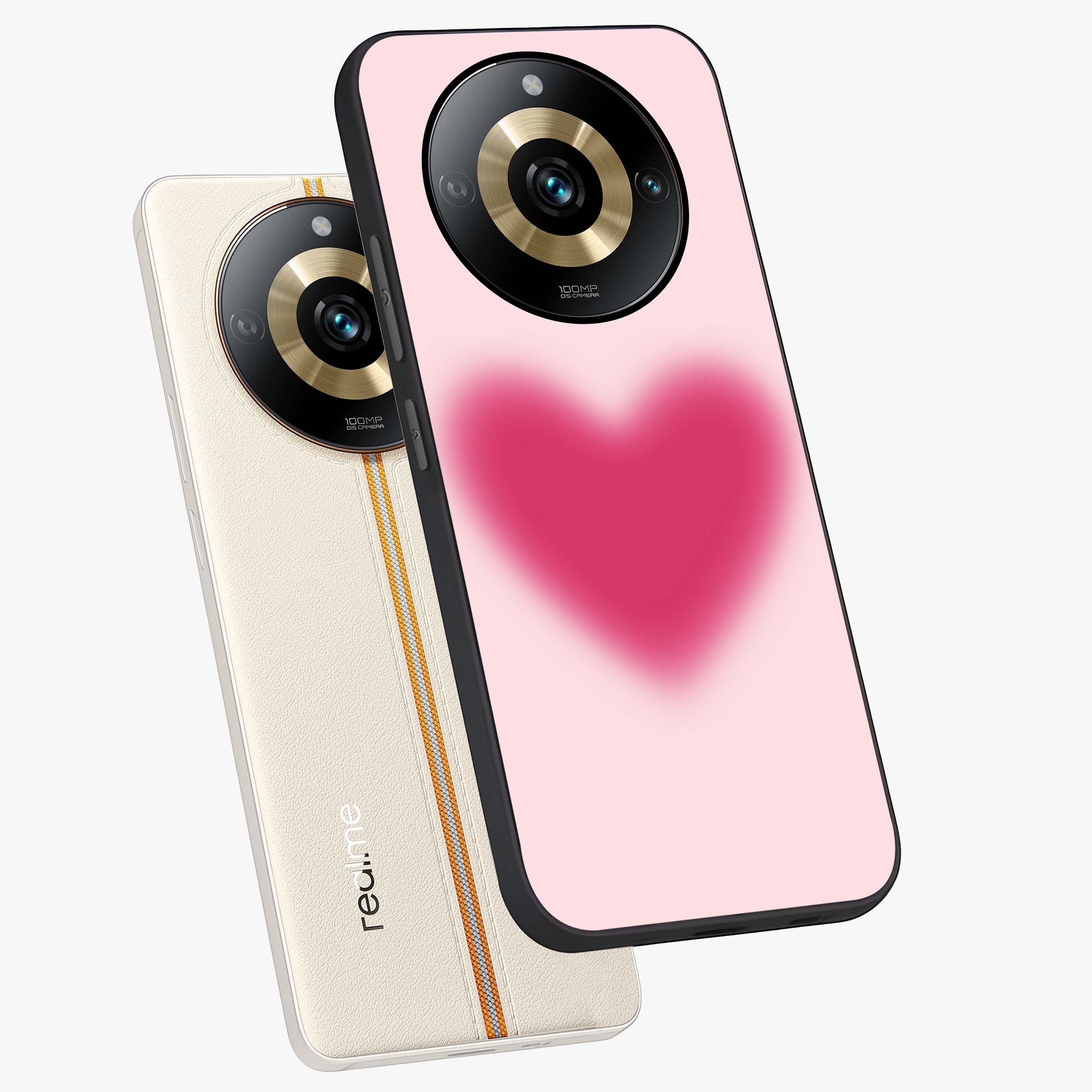 Pink Aura Heart Glass Case displayed in angled mockup highlighting vibrant pink heart design with dreamy aura aesthetic.