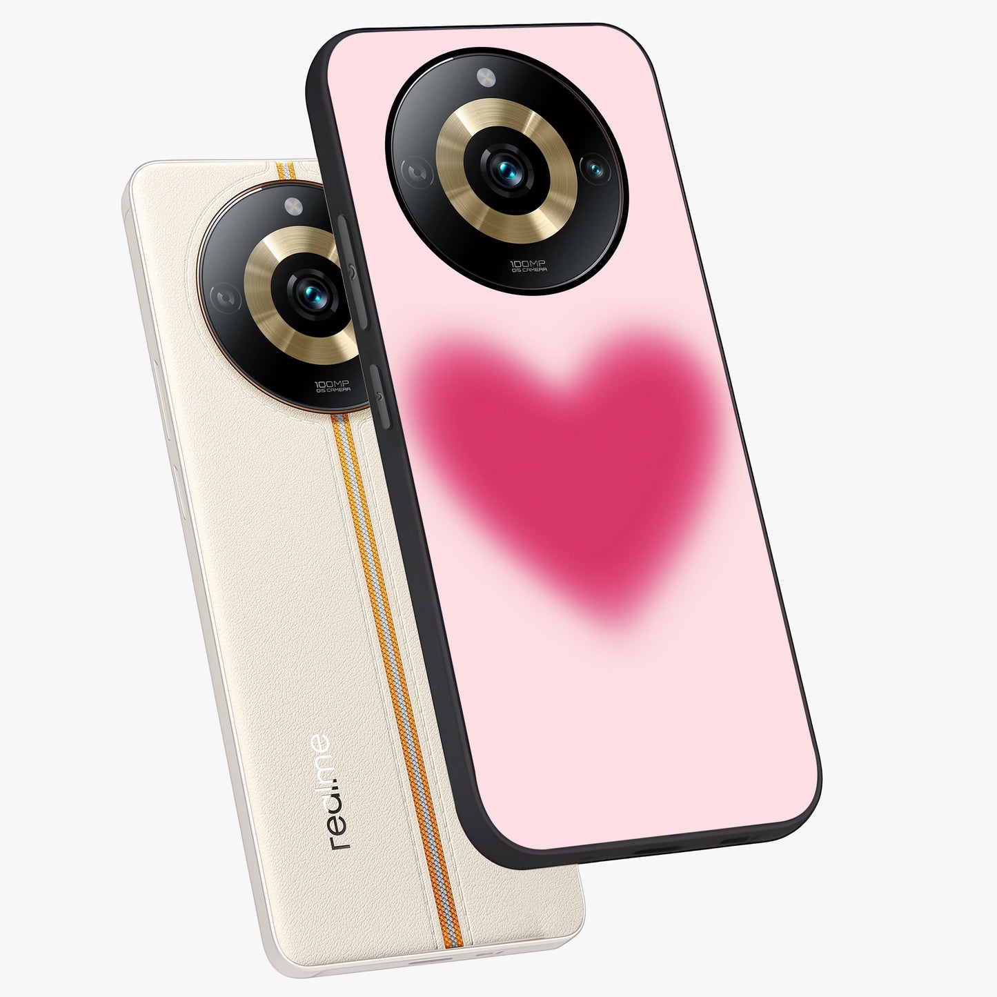 Pink Aura Heart Glass Case displayed in angled mockup highlighting vibrant pink heart design with dreamy aura aesthetic.
