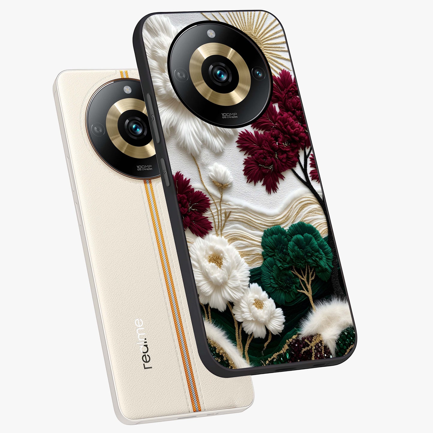 Radiant Bloom Elegance Glass Case displayed in angled mockup highlighting graceful floral design with radiant aesthetic style.