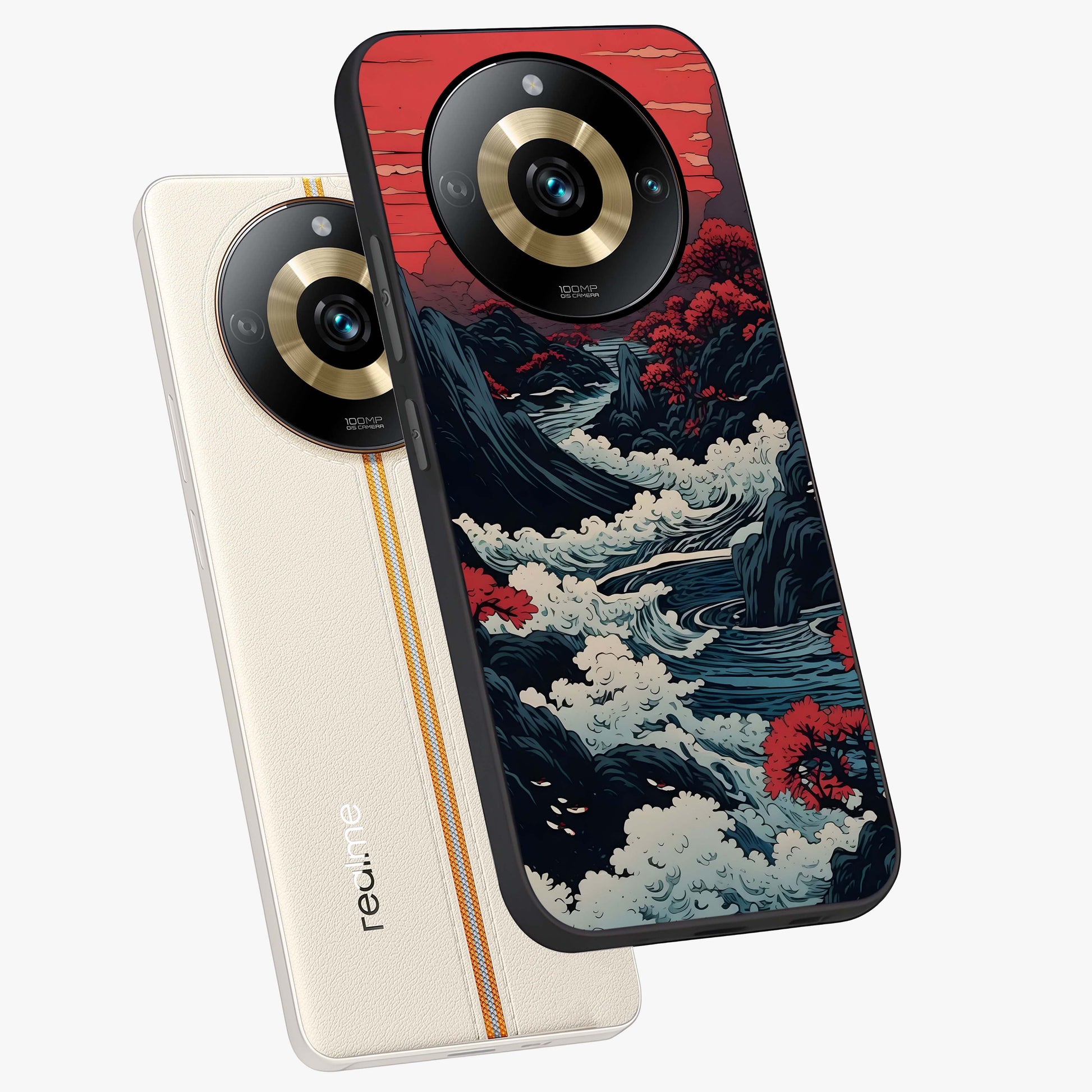 Red Sunset Scenery Glass Case displayed in angled mockup highlighting glowing sunset sky design with scenic aesthetic.