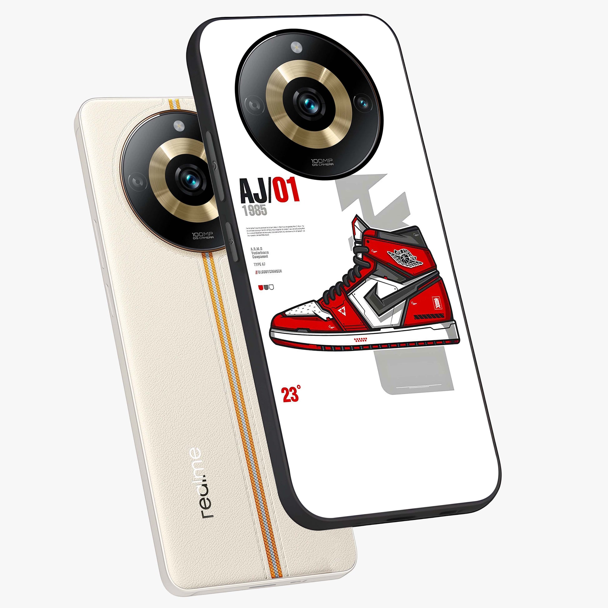Retro Sneaker Blueprint Glass Case displayed in angled mockup highlighting detailed shoe design with sporty retro aesthetic.