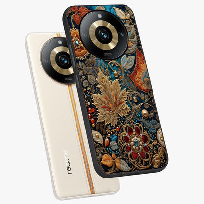 Royal Jewel Garden Glass Case displayed in angled mockup highlighting vibrant jewel inspired floral design with elegant aesthetic.