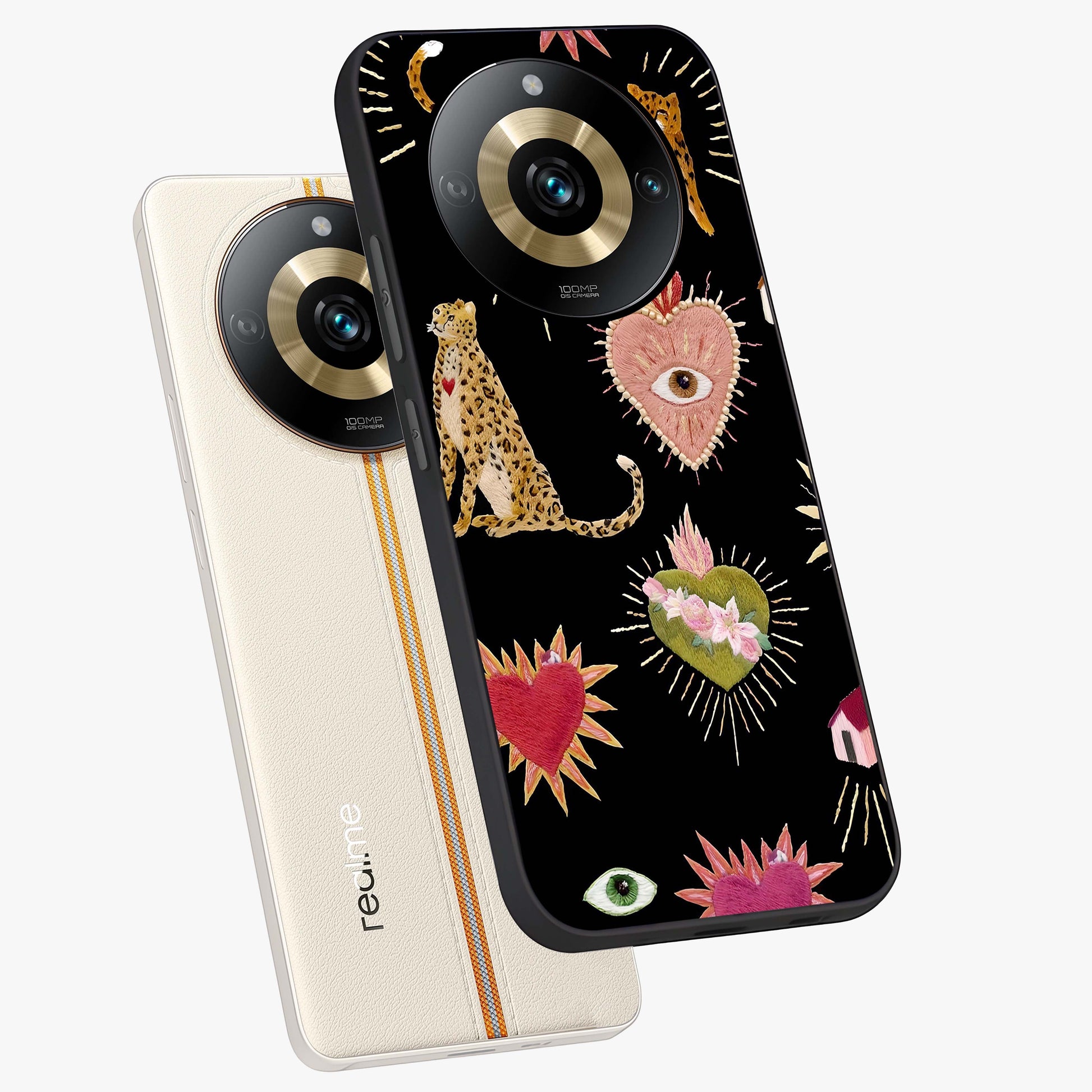 Sacred Jungle Heart Glass Case displayed in angled mockup highlighting lush tropical design with natural aesthetic style.