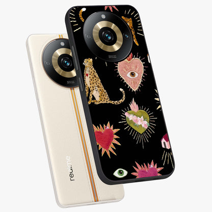 Sacred Jungle Heart Glass Case displayed in angled mockup highlighting lush tropical design with natural aesthetic style.