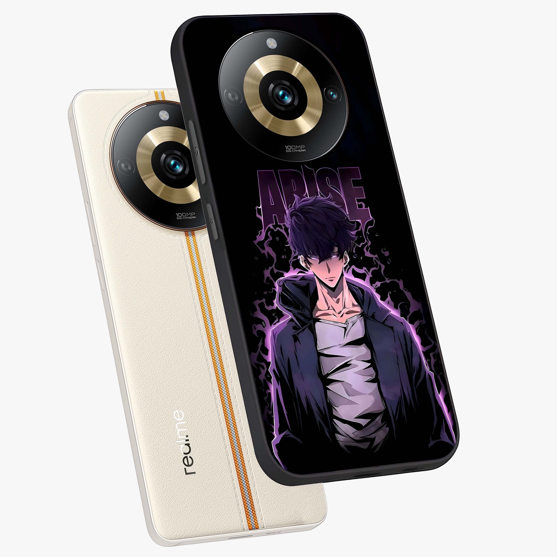 Shadow Monarch Awakening Glass Case displayed in angled mockup highlighting dramatic shadow warrior design with fantasy aesthetic.