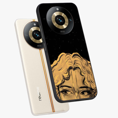 Shri Krishna Art Glass Case displayed in angled mockup highlighting spiritual Krishna illustration with divine aesthetic.
