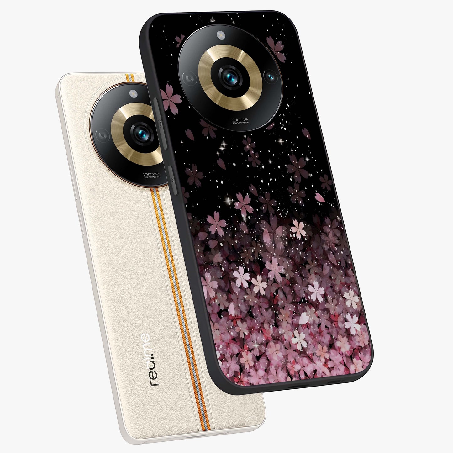 Small Starry Flowers Glass Case displayed in angled mockup highlighting tiny flower pattern with celestial aesthetic style.