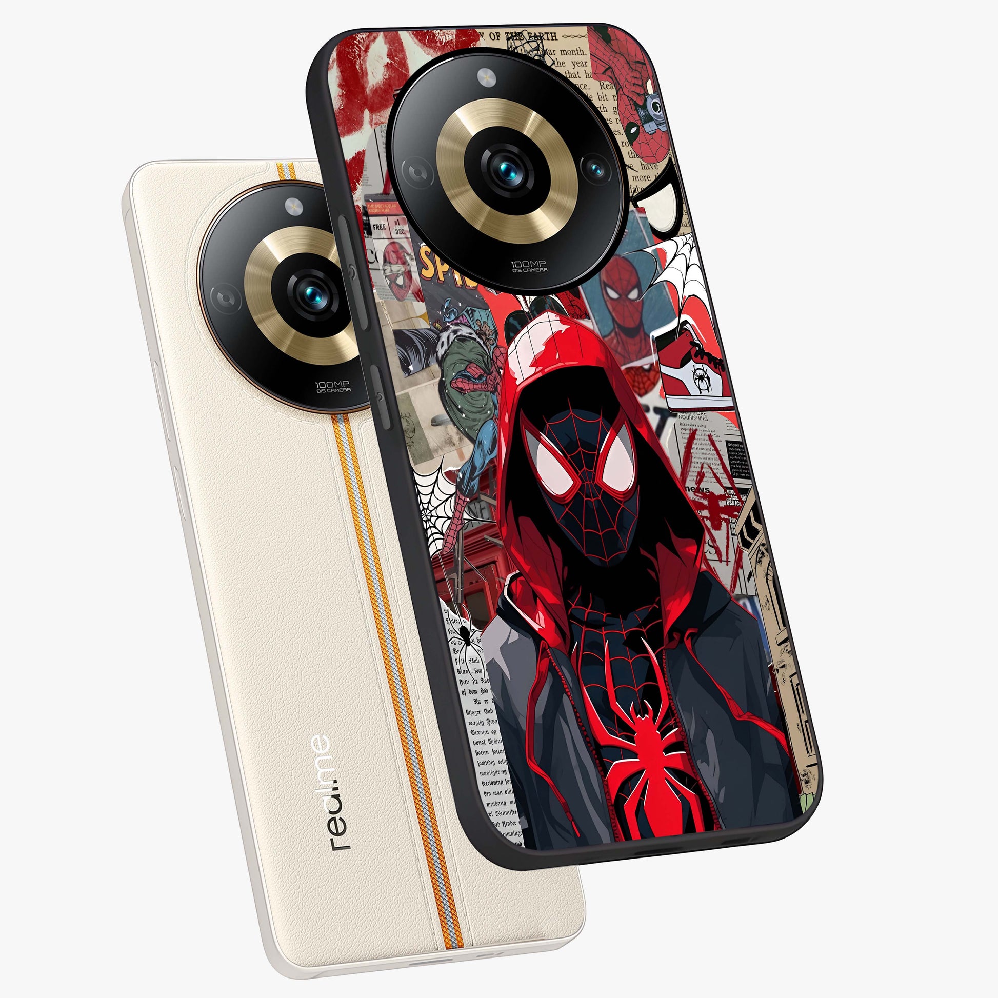 Spider Collage Street Glass Case displayed in angled mockup highlighting dynamic street style collage design with comic aesthetic.