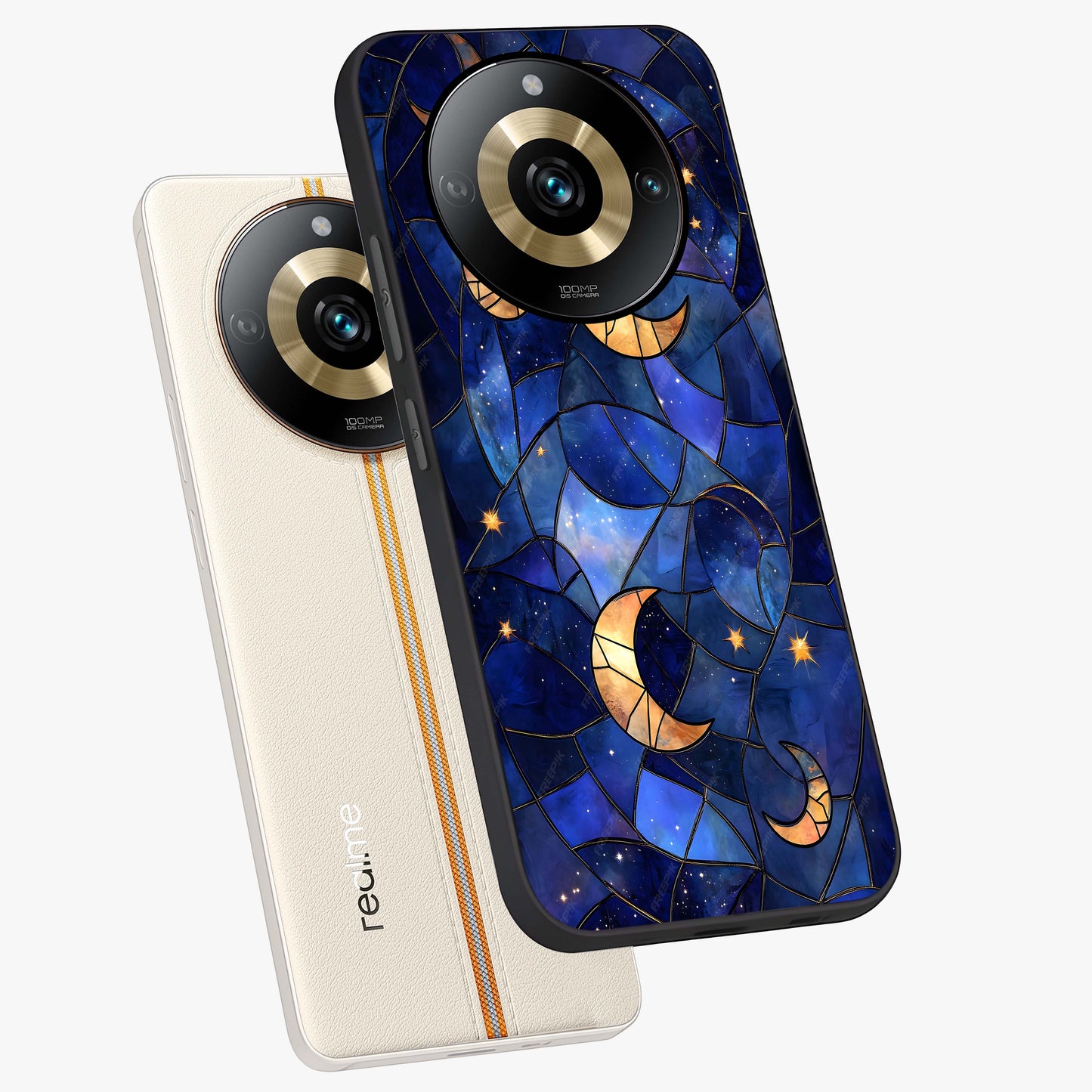 Starlit Sky Tapestry Glass Case displayed in angled mockup highlighting celestial night pattern with artistic aesthetic style.