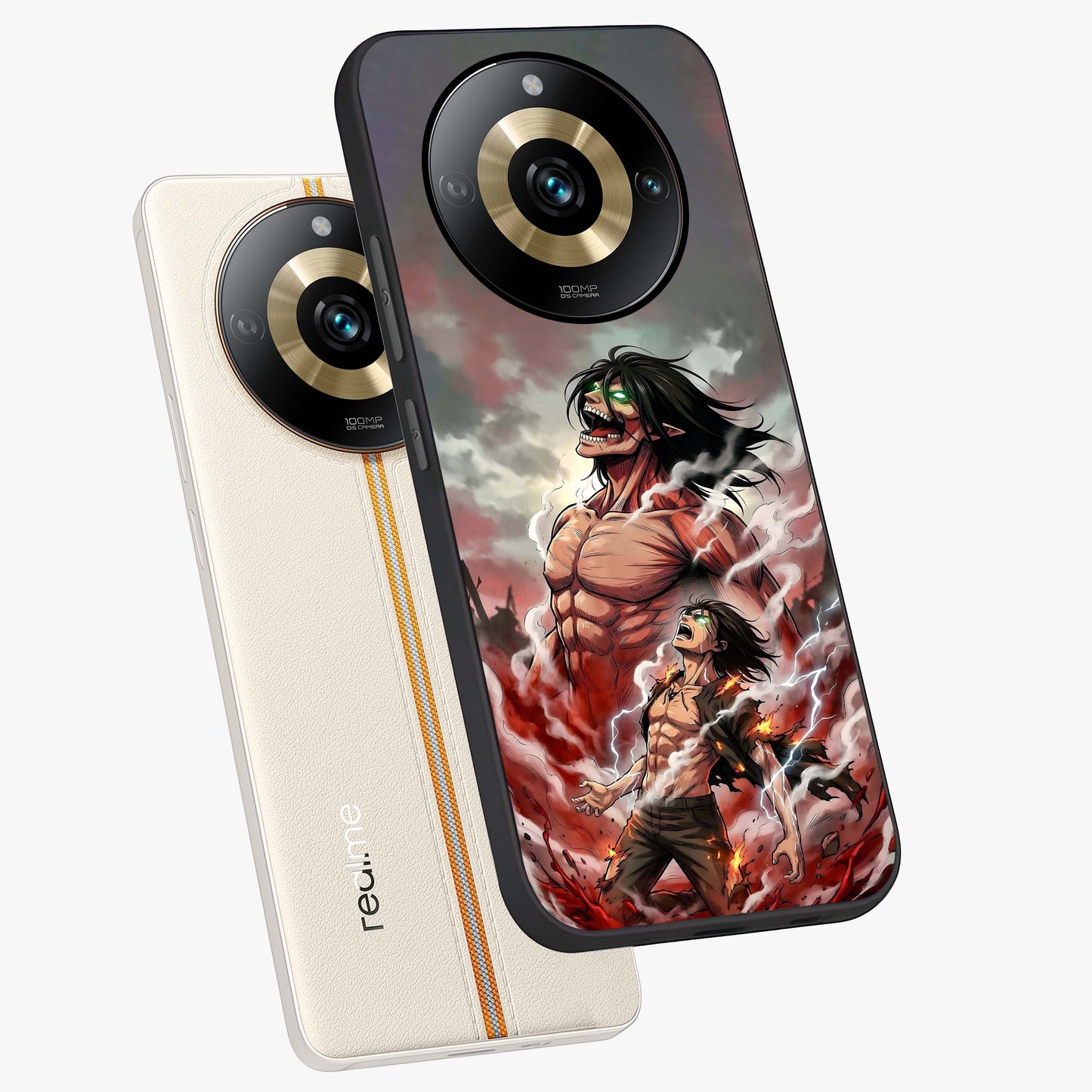 Titan Awakening Fury Glass Case displayed in angled mockup highlighting dramatic giant warrior design with bold anime aesthetic.