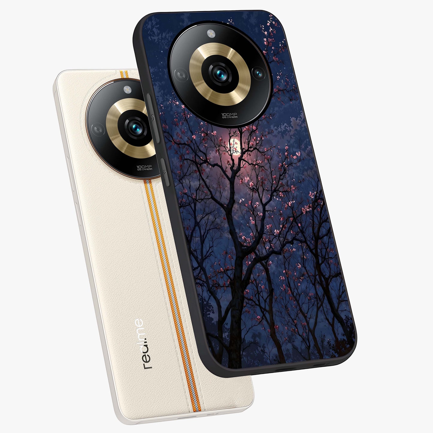 Twilight Sakura Serenade Glass Case displayed in angled mockup highlighting delicate sakura flower design with dreamy aesthetic.