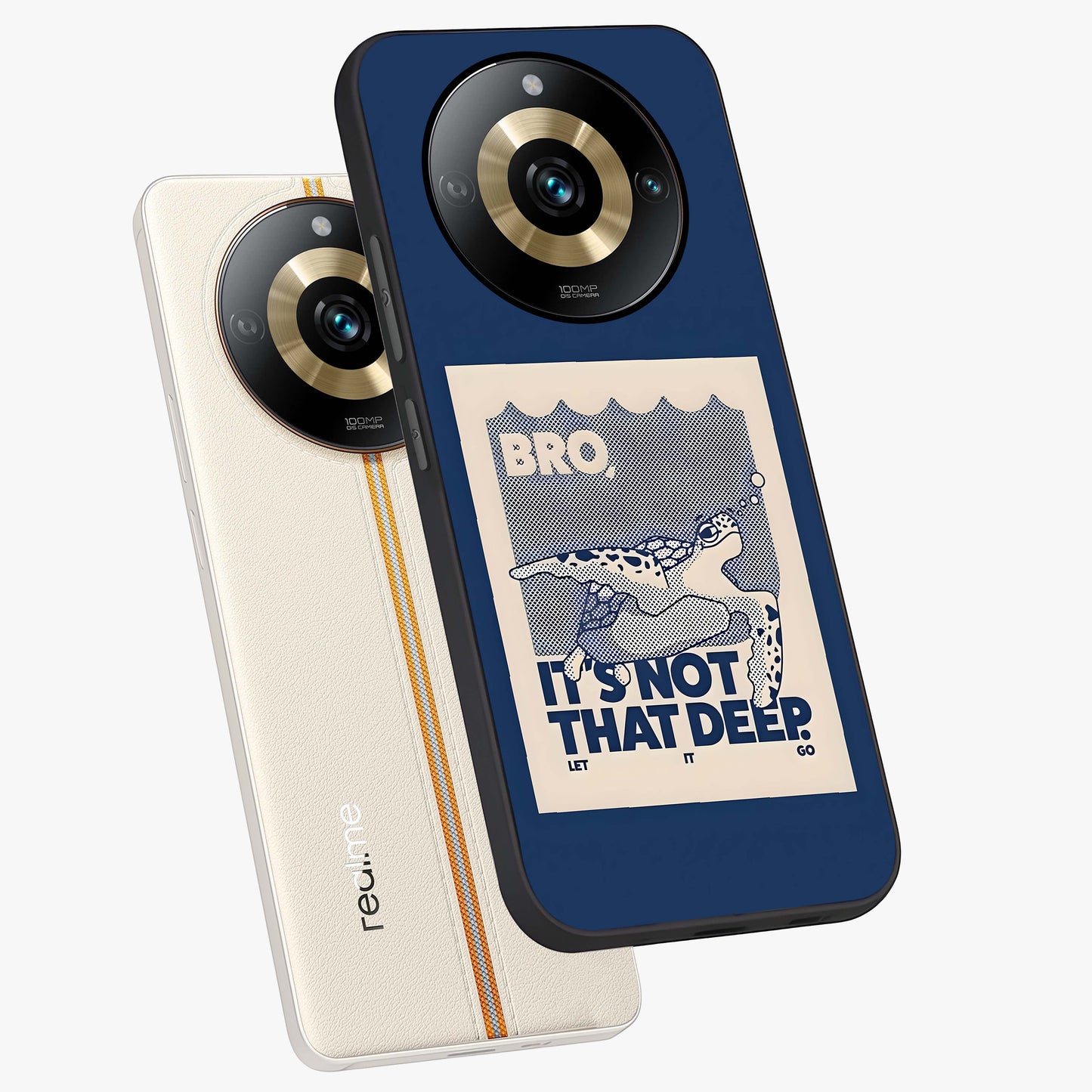 Worry Less Swim Glass Case displayed in angled mockup highlighting fun typography design with relaxed aesthetic style.
